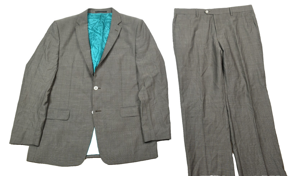 Versace Collection Suit Mens 54 Brown Striped 100% Wool Two-Button Regular Fit